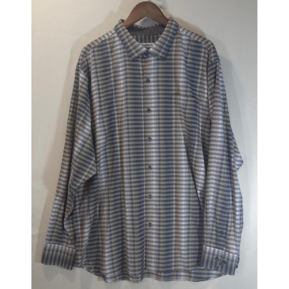Tommy Bahama Mens XXL Gingham Check Long Sleeve Button‎ Down Shirt